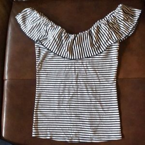 Blue and White  off the Shoulder Top Size XS